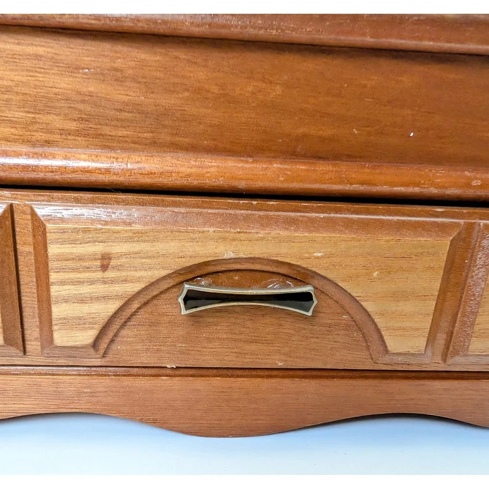 Vintage Wooden Jewelry Chest Lined Sweet